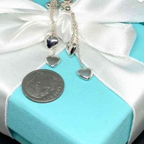 Tiffany & Co. Puffed Heart Drop Dangle Earrings 925 With box rare - Picture 8 of 9